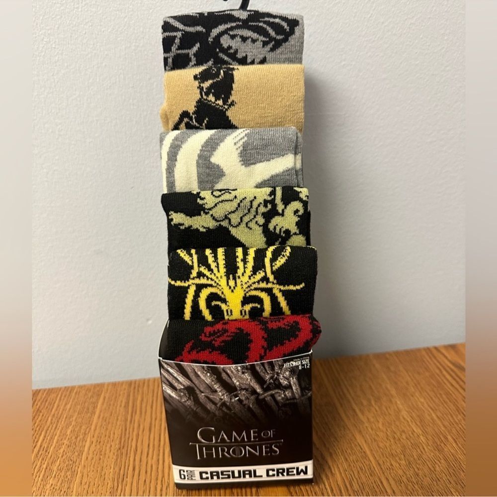 Game of Thrones Unisex Shoe Size 8-12 6 pack Casual Crew Multi Graphic Socks